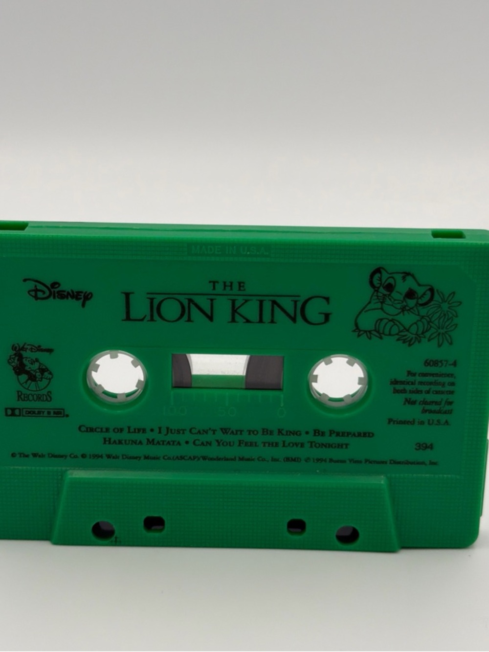 Disney 1994 The Lion King Green Audio Tape